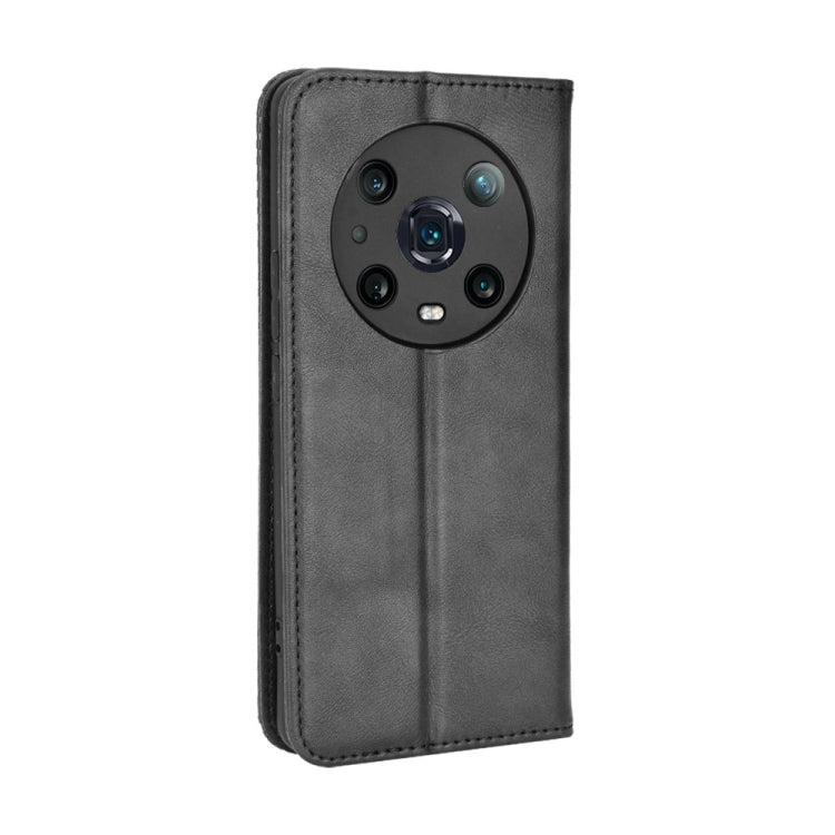 For Honor Magic4 Pro Magnetic Buckle Retro Crazy Horse Leather Phone Case