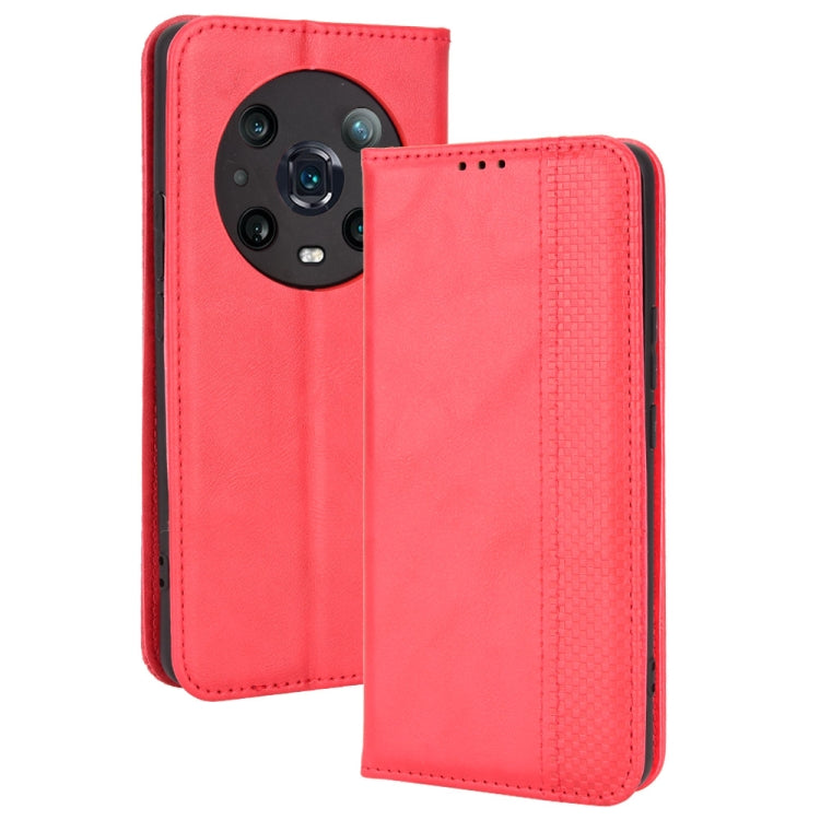 For Honor Magic4 Pro Magnetic Buckle Retro Crazy Horse Leather Phone Case