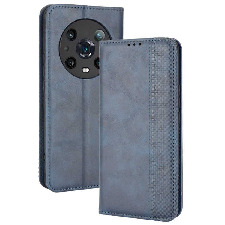 For Honor Magic4 Pro Magnetic Buckle Retro Crazy Horse Leather Phone Case