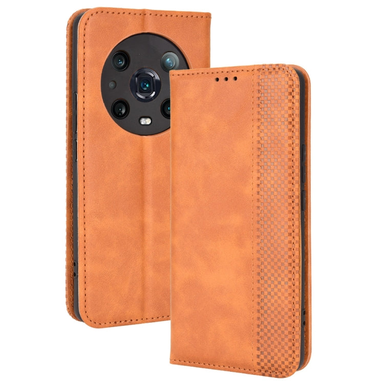 For Honor Magic4 Pro Magnetic Buckle Retro Crazy Horse Leather Phone Case