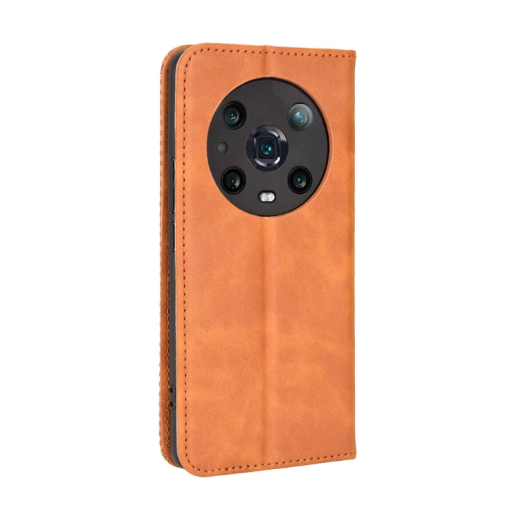 For Honor Magic4 Pro Magnetic Buckle Retro Crazy Horse Leather Phone Case