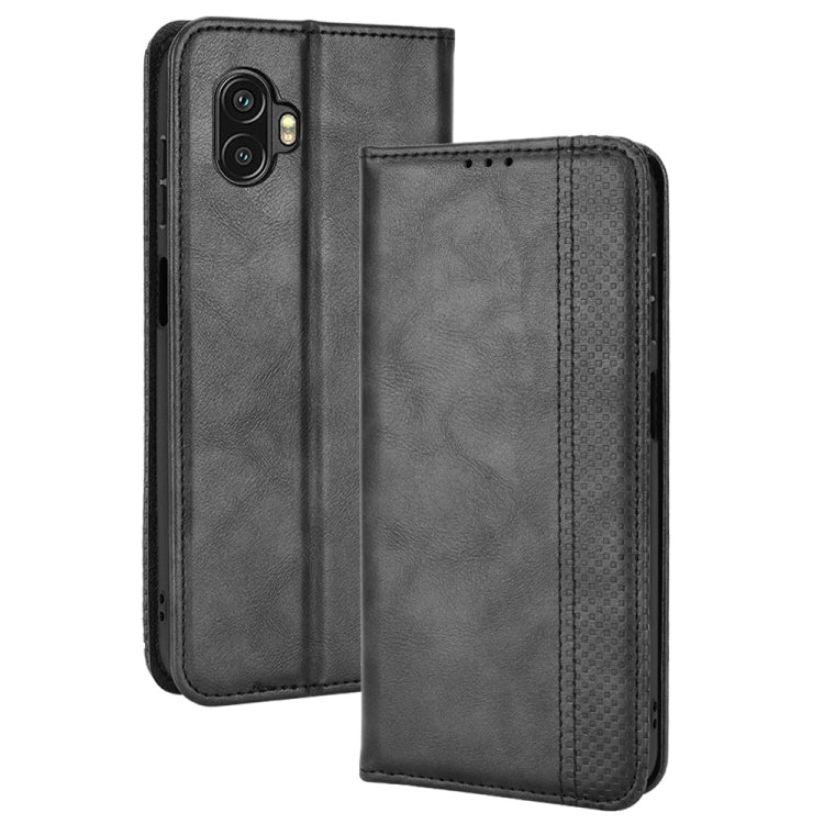 For Samsung Galaxy Xcover6 Pro Magnetic Buckle Retro Crazy Horse Leather Phone Case