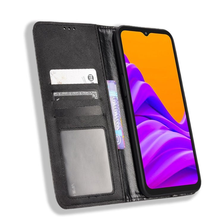 For Samsung Galaxy Xcover6 Pro Magnetic Buckle Retro Crazy Horse Leather Phone Case