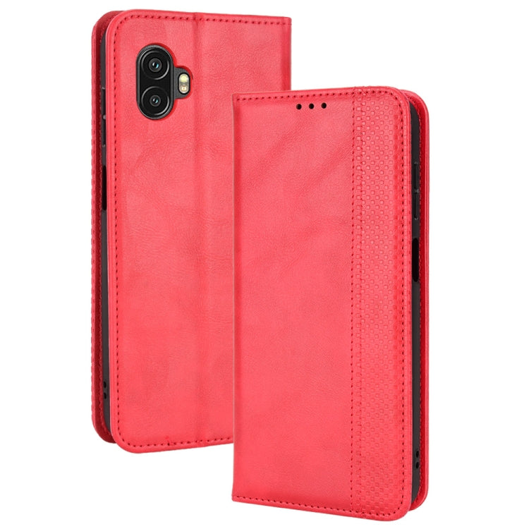 For Samsung Galaxy Xcover6 Pro Magnetic Buckle Retro Crazy Horse Leather Phone Case