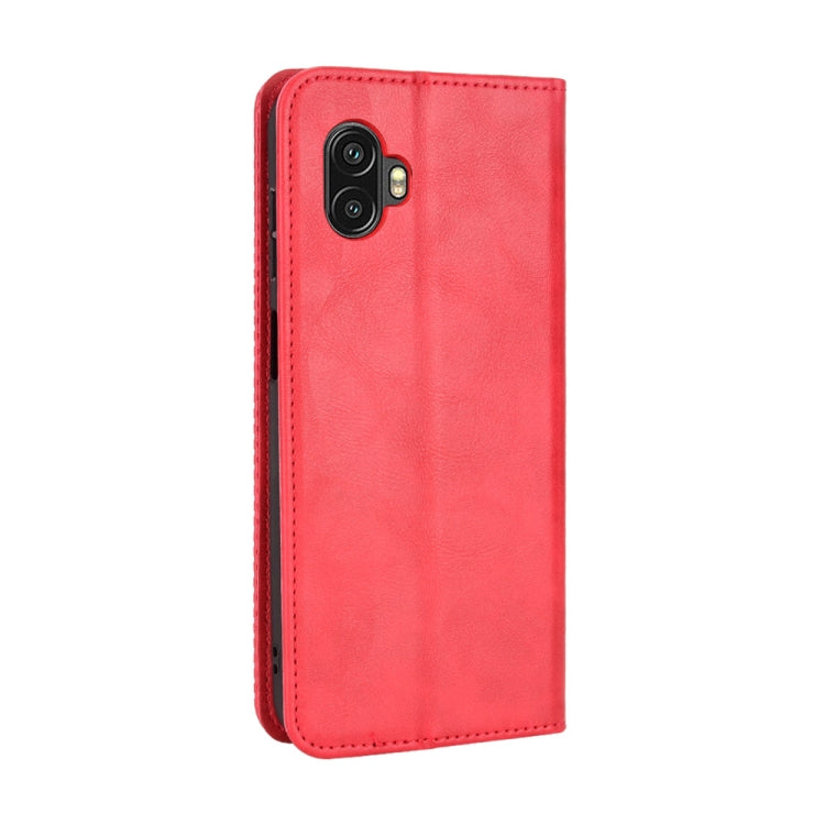 For Samsung Galaxy Xcover6 Pro Magnetic Buckle Retro Crazy Horse Leather Phone Case