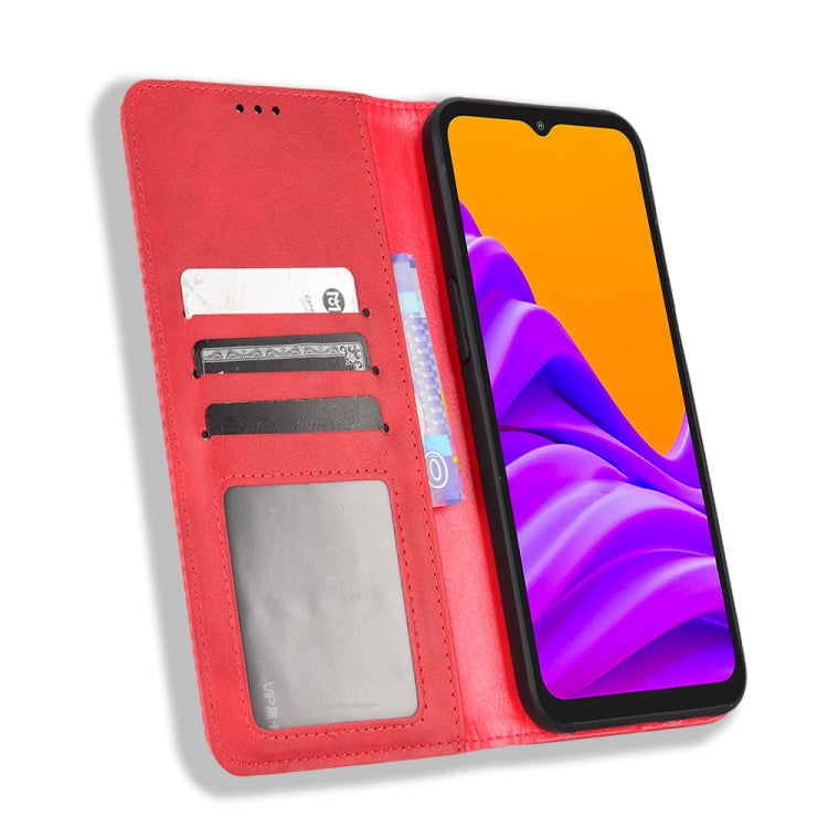 For Samsung Galaxy Xcover6 Pro Magnetic Buckle Retro Crazy Horse Leather Phone Case