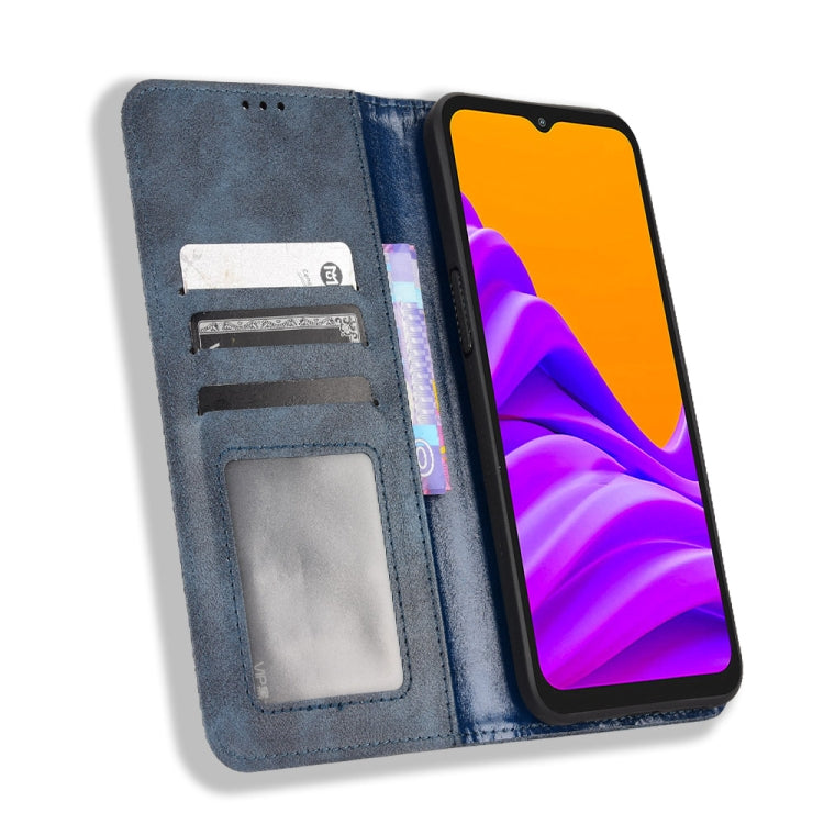 For Samsung Galaxy Xcover6 Pro Magnetic Buckle Retro Crazy Horse Leather Phone Case