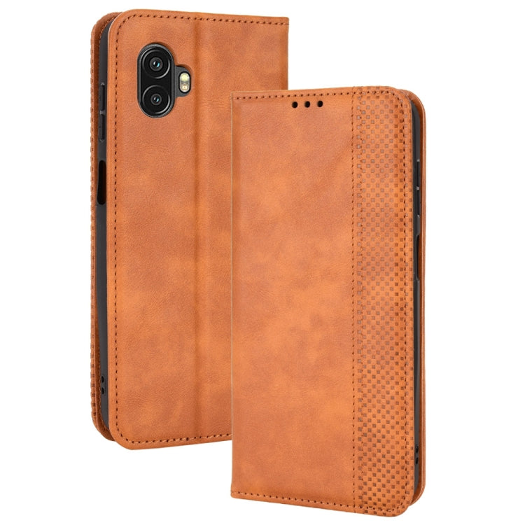 For Samsung Galaxy Xcover6 Pro Magnetic Buckle Retro Crazy Horse Leather Phone Case