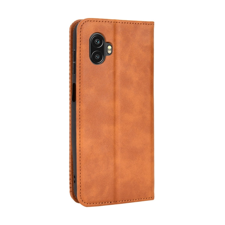 For Samsung Galaxy Xcover6 Pro Magnetic Buckle Retro Crazy Horse Leather Phone Case