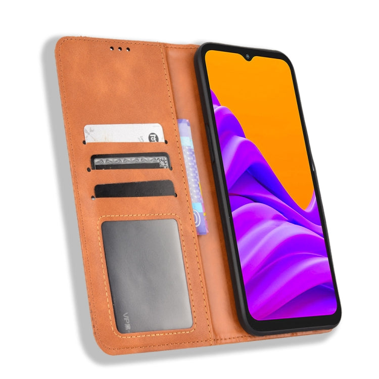 For Samsung Galaxy Xcover6 Pro Magnetic Buckle Retro Crazy Horse Leather Phone Case