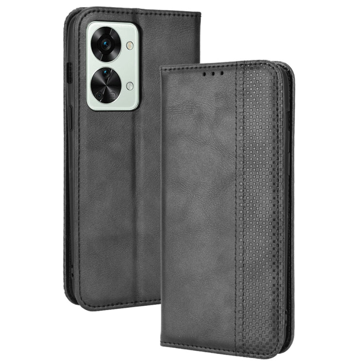For OnePlus Nord 2T Magnetic Buckle Retro Crazy Horse Leather Phone Case