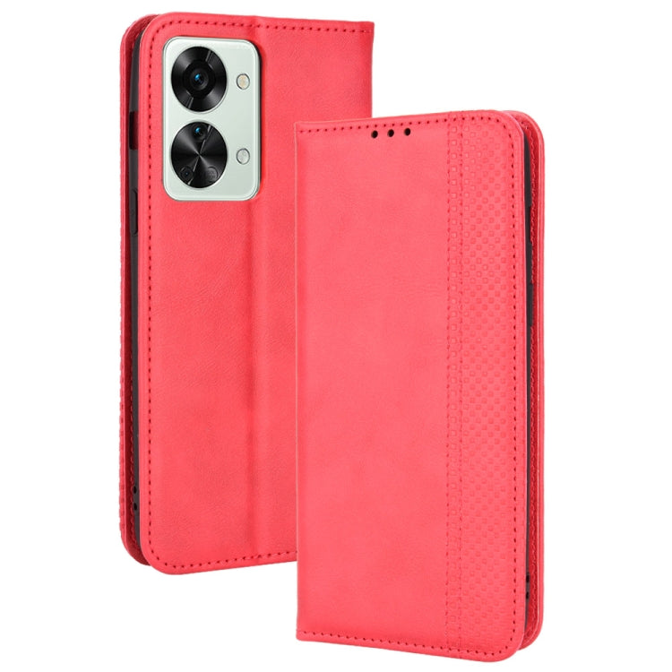 For OnePlus Nord 2T Magnetic Buckle Retro Crazy Horse Leather Phone Case