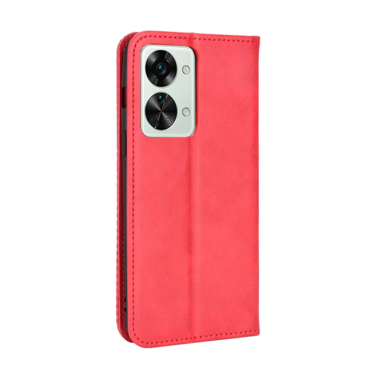 For OnePlus Nord 2T Magnetic Buckle Retro Crazy Horse Leather Phone Case