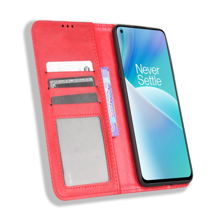For OnePlus Nord 2T Magnetic Buckle Retro Crazy Horse Leather Phone Case