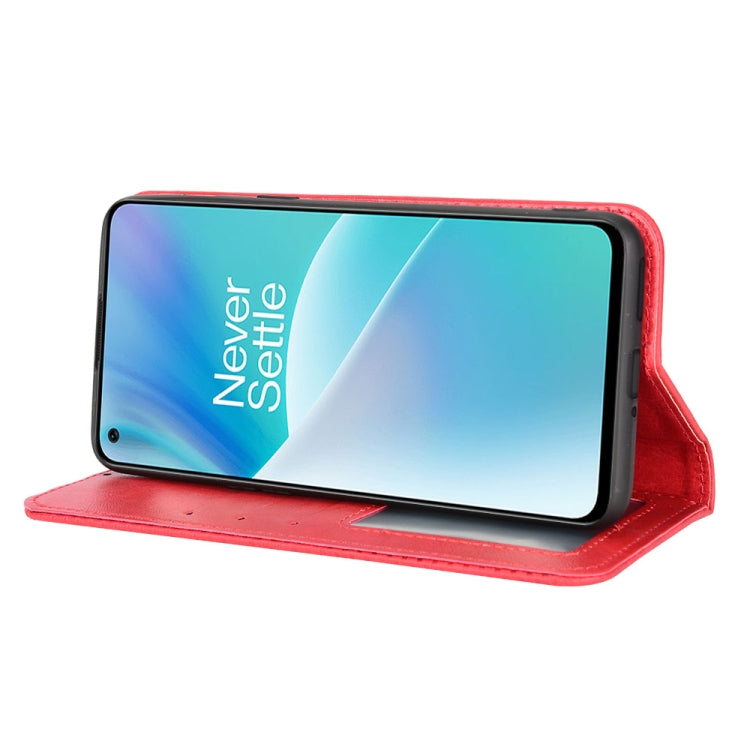 For OnePlus Nord 2T Magnetic Buckle Retro Crazy Horse Leather Phone Case