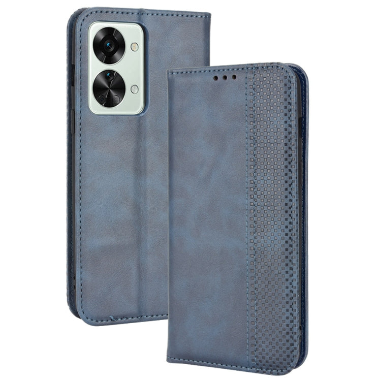 For OnePlus Nord 2T Magnetic Buckle Retro Crazy Horse Leather Phone Case