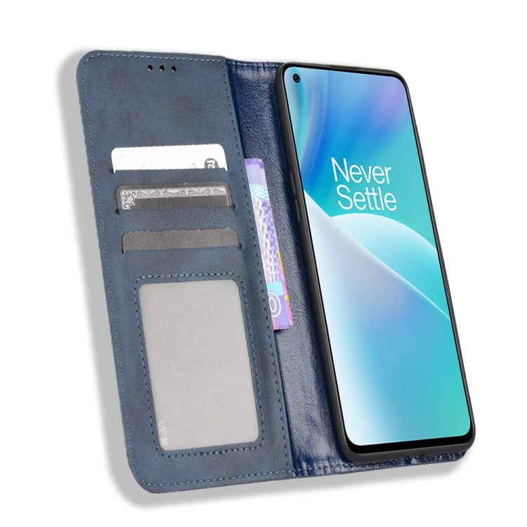For OnePlus Nord 2T Magnetic Buckle Retro Crazy Horse Leather Phone Case