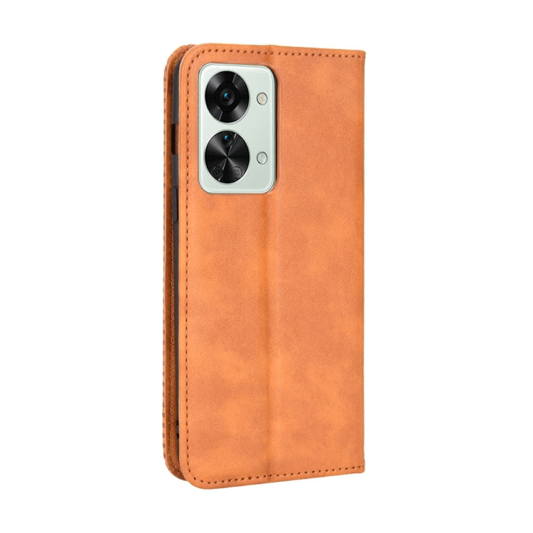 For OnePlus Nord 2T Magnetic Buckle Retro Crazy Horse Leather Phone Case