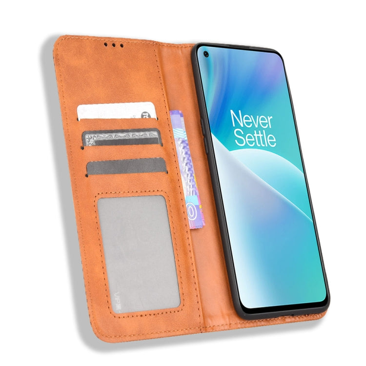 For OnePlus Nord 2T Magnetic Buckle Retro Crazy Horse Leather Phone Case
