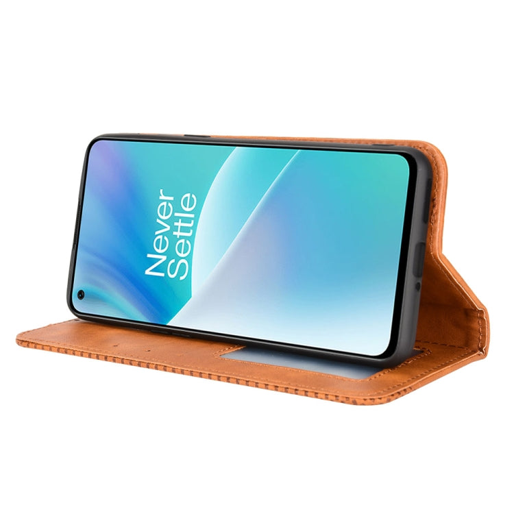 For OnePlus Nord 2T Magnetic Buckle Retro Crazy Horse Leather Phone Case