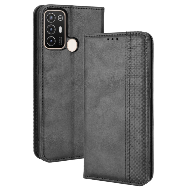For ZTE Blade A52 Magnetic Buckle Retro Crazy Horse Leather Phone Case