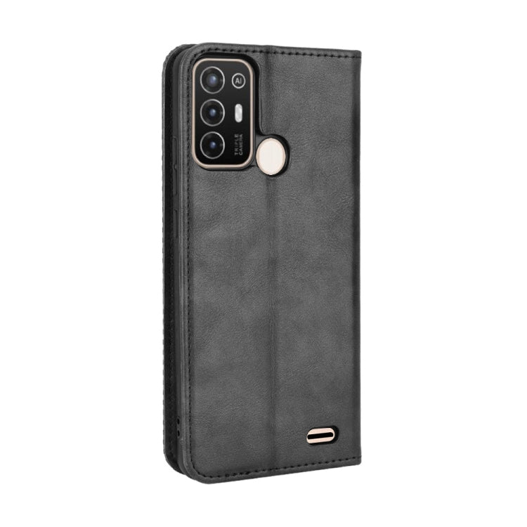 For ZTE Blade A52 Magnetic Buckle Retro Crazy Horse Leather Phone Case