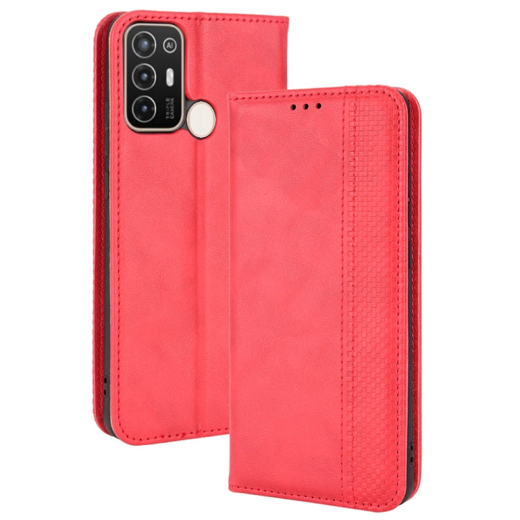 For ZTE Blade A52 Magnetic Buckle Retro Crazy Horse Leather Phone Case