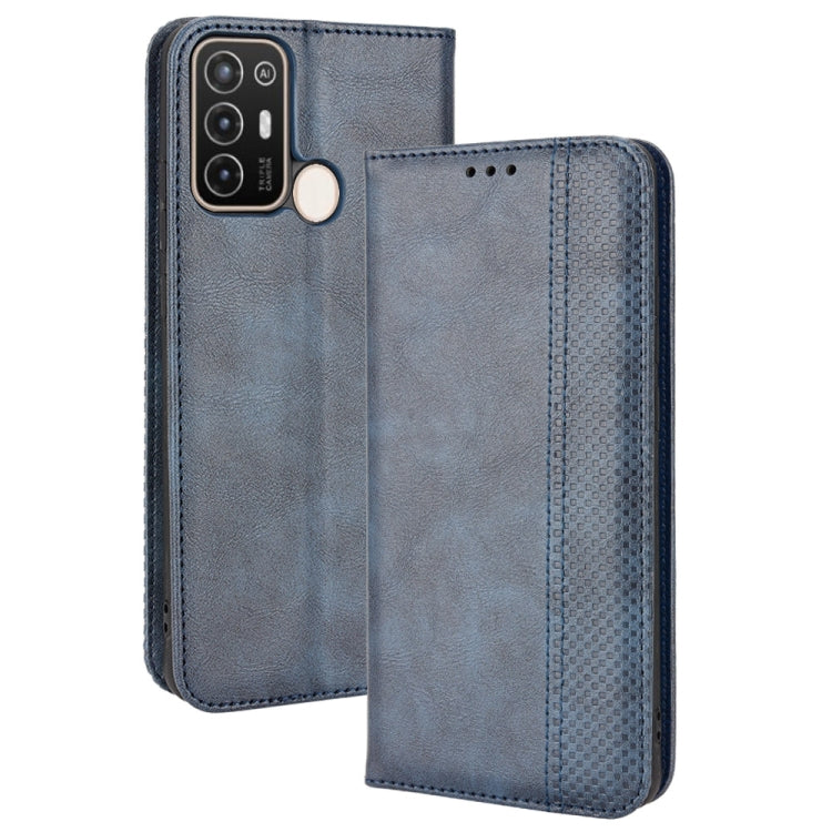 For ZTE Blade A52 Magnetic Buckle Retro Crazy Horse Leather Phone Case