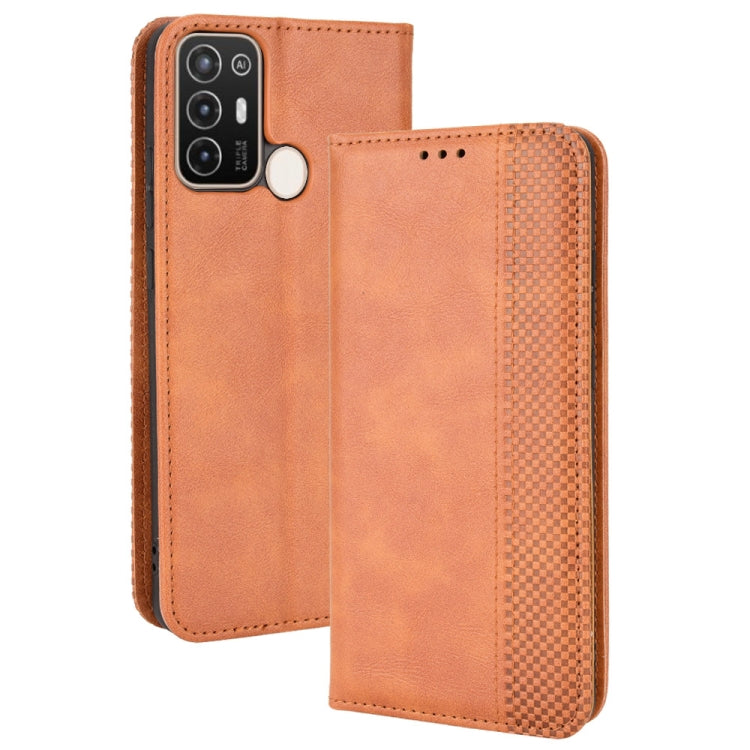 For ZTE Blade A52 Magnetic Buckle Retro Crazy Horse Leather Phone Case