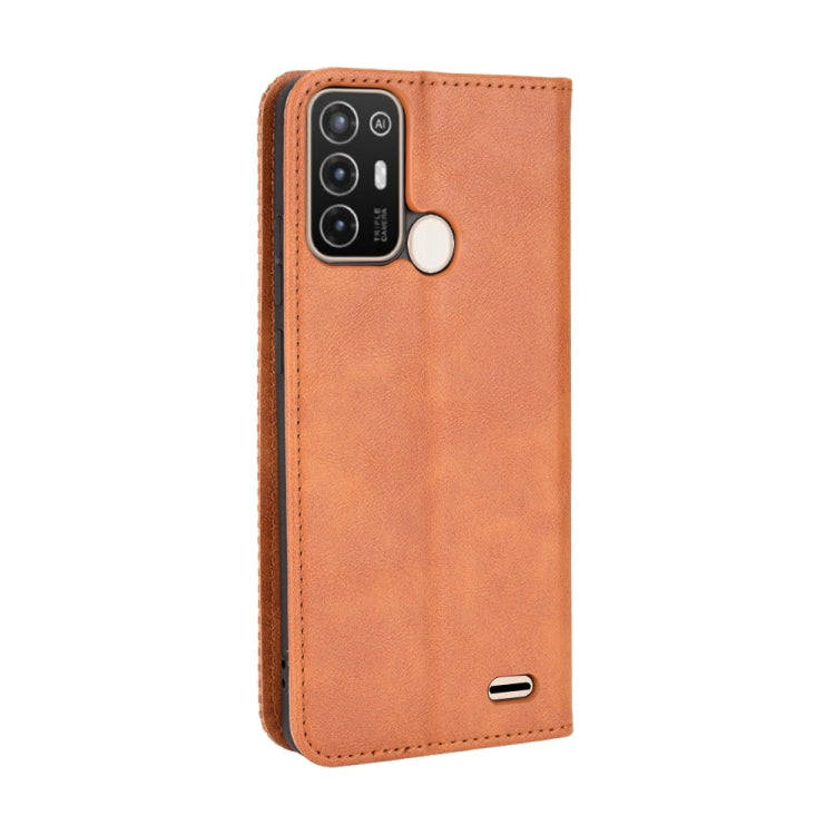 For ZTE Blade A52 Magnetic Buckle Retro Crazy Horse Leather Phone Case