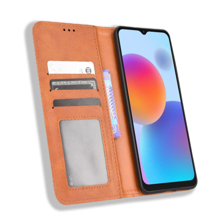 For ZTE Blade A52 Magnetic Buckle Retro Crazy Horse Leather Phone Case