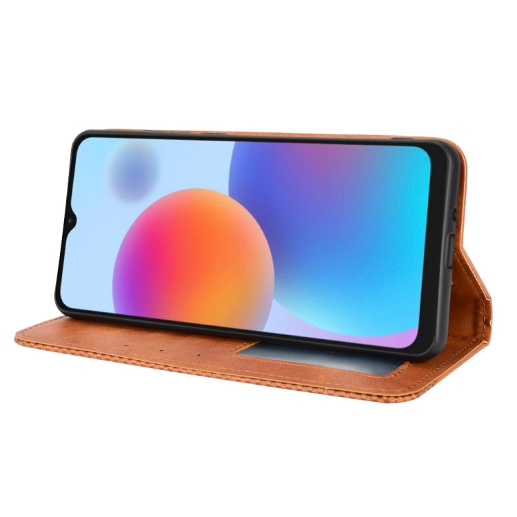 For ZTE Blade A52 Magnetic Buckle Retro Crazy Horse Leather Phone Case