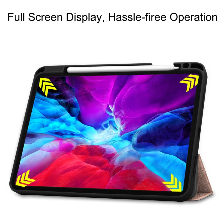 For iPad Pro 12.9 inch 2020 Custer Pattern Pure Color TPU Smart Tablet Holster with Sleep Function & Tri-Fold Bracket & Pen Slot