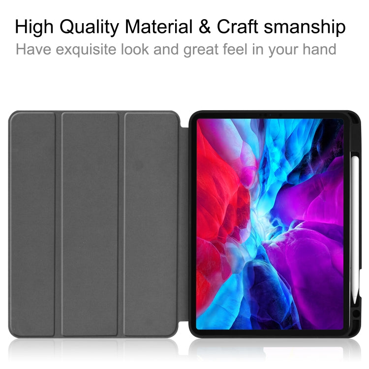 For iPad Pro 12.9 inch 2020 Custer Pattern Pure Color TPU Smart Tablet Holster with Sleep Function & Tri-Fold Bracket & Pen Slot