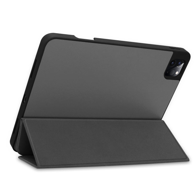 For iPad Pro 12.9 inch 2020 Custer Pattern Pure Color TPU Smart Tablet Holster with Sleep Function & Tri-Fold Bracket & Pen Slot