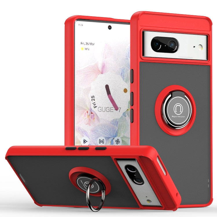For Google Pixel 7 Q Shadow 1 Series TPU + PC Phone Case with Ring