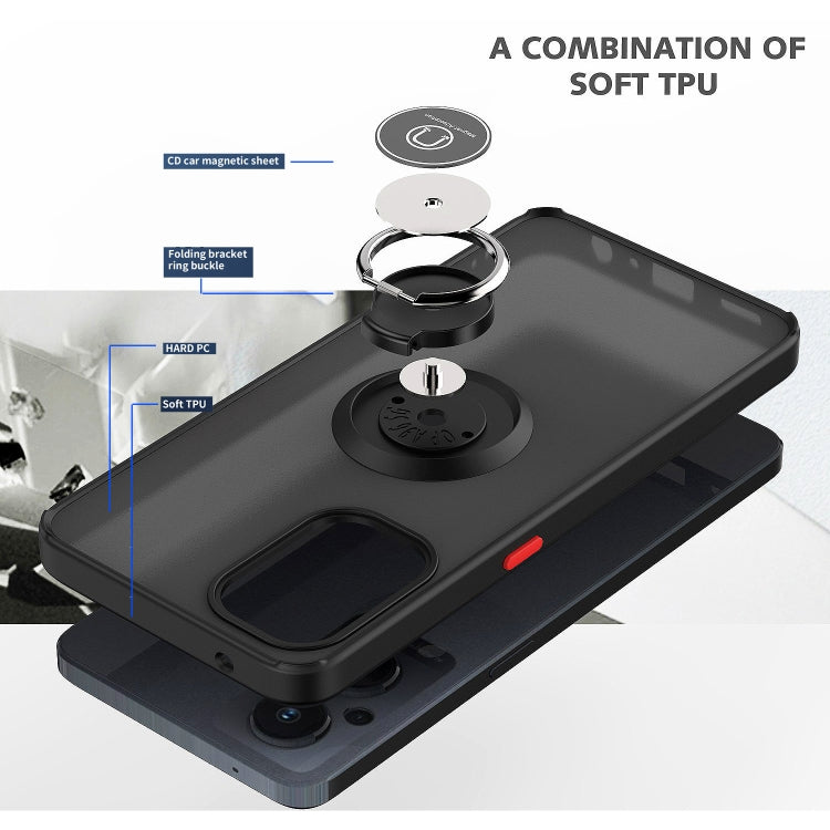 For Oppo A96 4G/Realme 9i Q Shadow 1 Series TPU + PC Phone Case with Ring