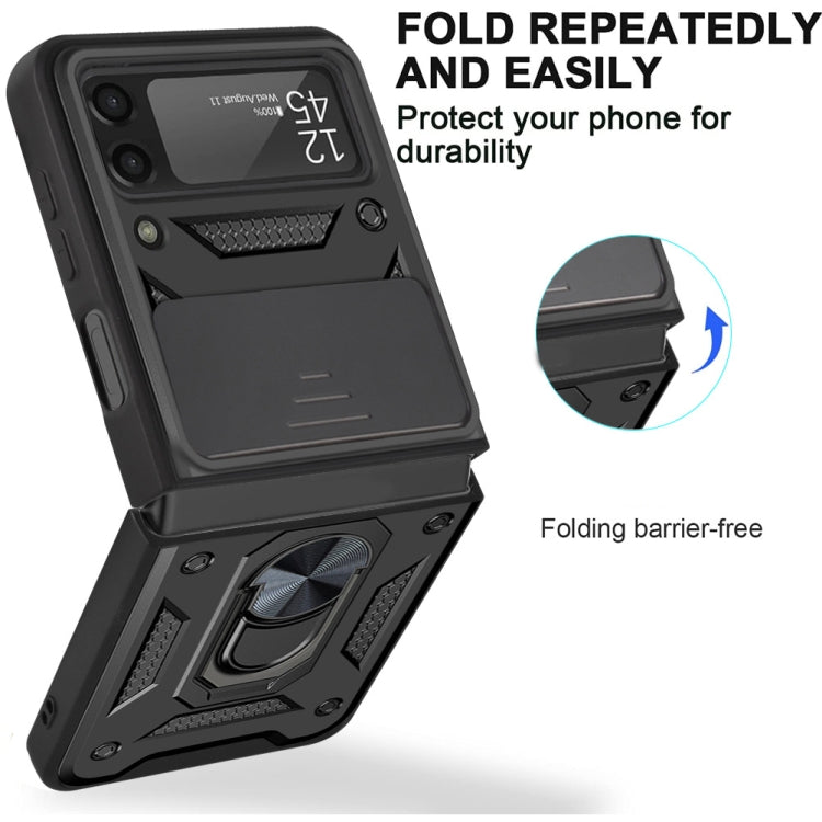 For Samsung Galaxy Z Flip4 Sliding Camera Cover Design TPU+PC Protective Phone Case