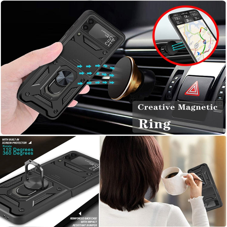 For Samsung Galaxy Z Flip4 Sliding Camera Cover Design TPU+PC Protective Phone Case