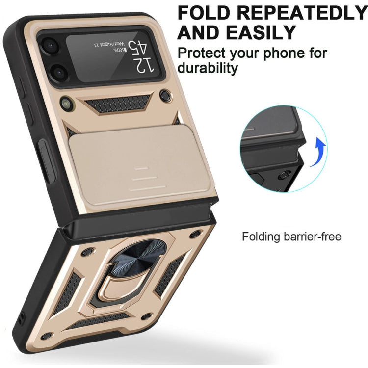 For Samsung Galaxy Z Flip4 Sliding Camera Cover Design TPU+PC Protective Phone Case