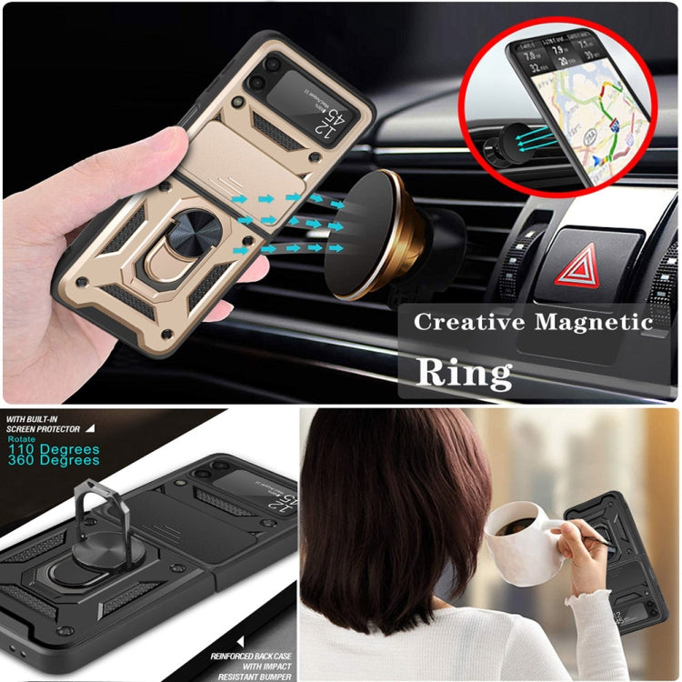 For Samsung Galaxy Z Flip4 Sliding Camera Cover Design TPU+PC Protective Phone Case