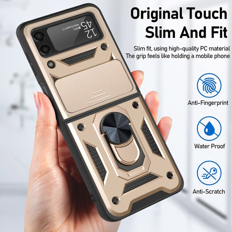For Samsung Galaxy Z Flip4 Sliding Camera Cover Design TPU+PC Protective Phone Case