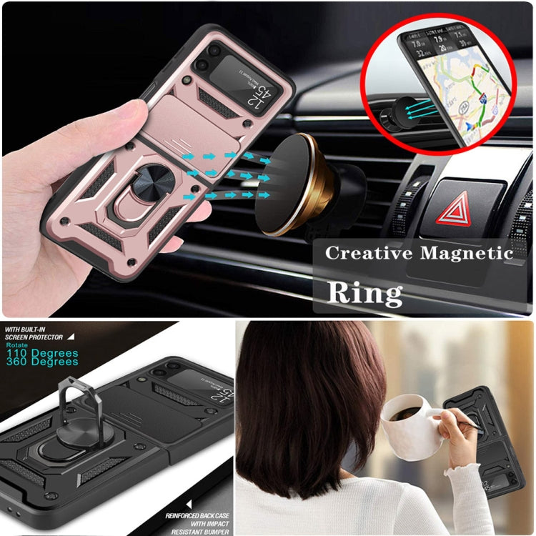 For Samsung Galaxy Z Flip4 Sliding Camera Cover Design TPU+PC Protective Phone Case