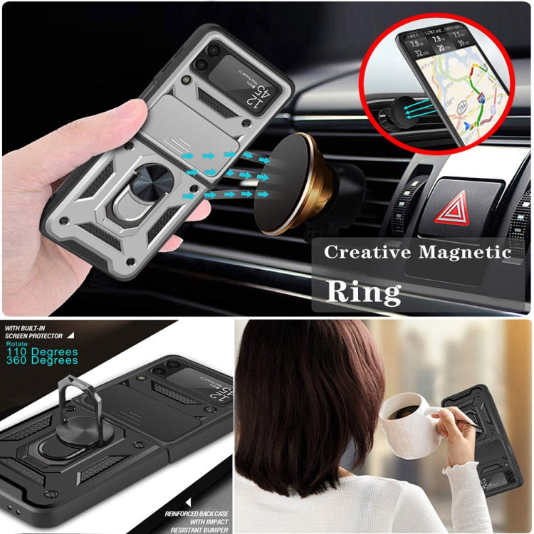 For Samsung Galaxy Z Flip4 Sliding Camera Cover Design TPU+PC Protective Phone Case