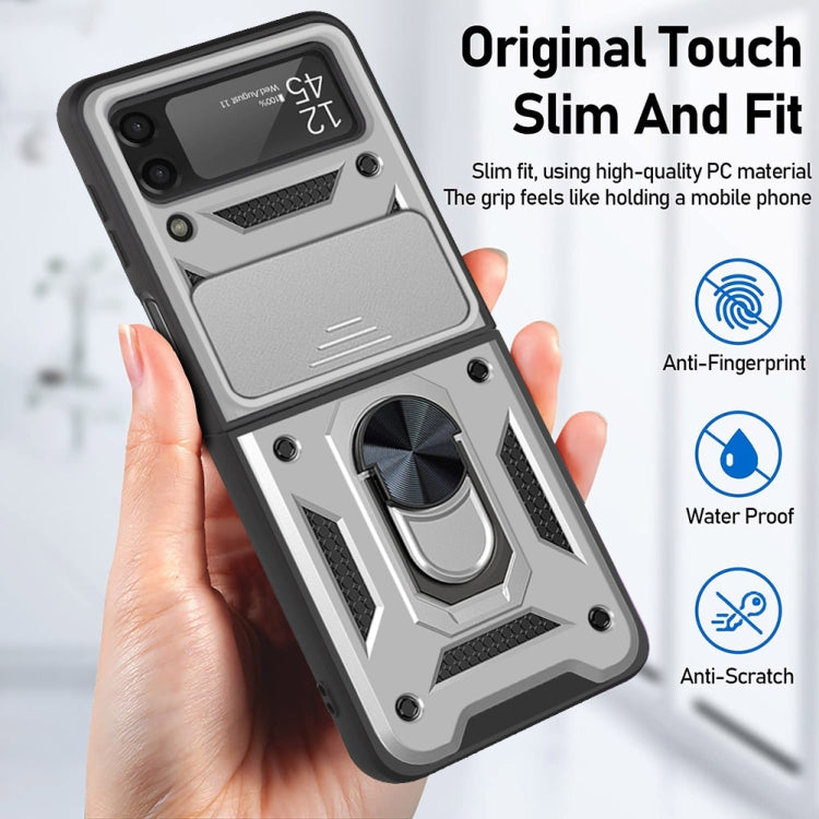 For Samsung Galaxy Z Flip4 Sliding Camera Cover Design TPU+PC Protective Phone Case