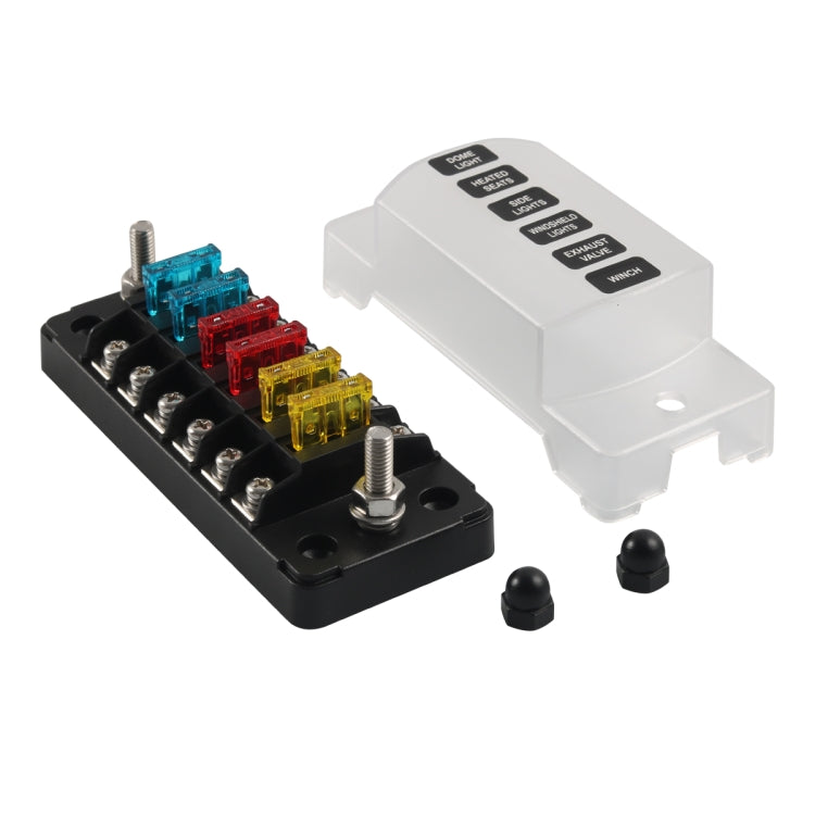 A5627 6 Way ATC Fuse Box Blade Fuse Holder Screw Terminals with Accessories for Auto Car Truck Boat
