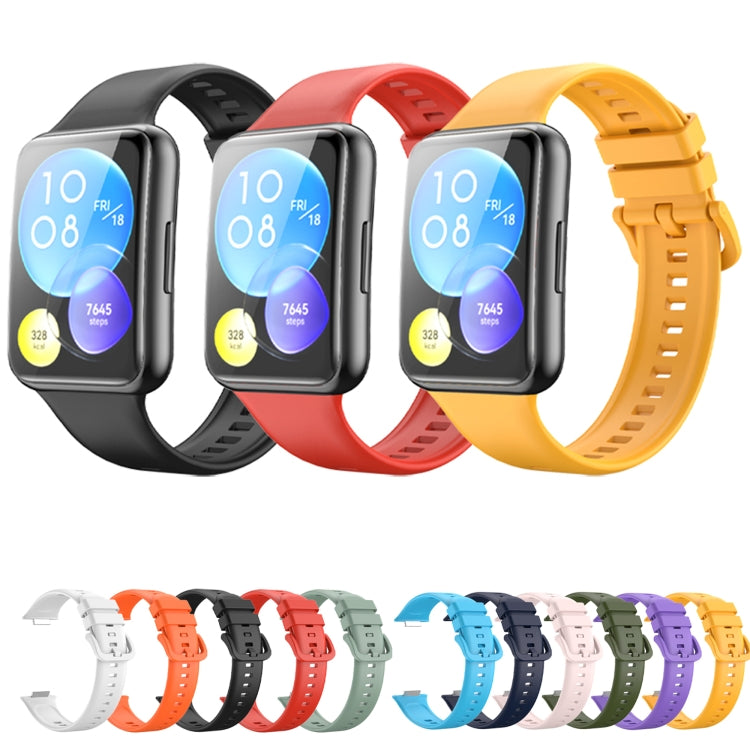 For Huawei Watch Fit 2 Solid Color Silicone Watch Band