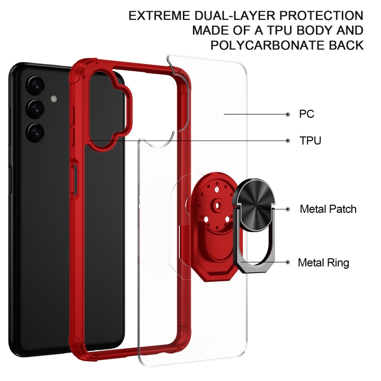 For Samsung Galaxy A13 4G/5G Shockproof Transparent TPU + Acrylic Protective Phone Case with Ring Holder