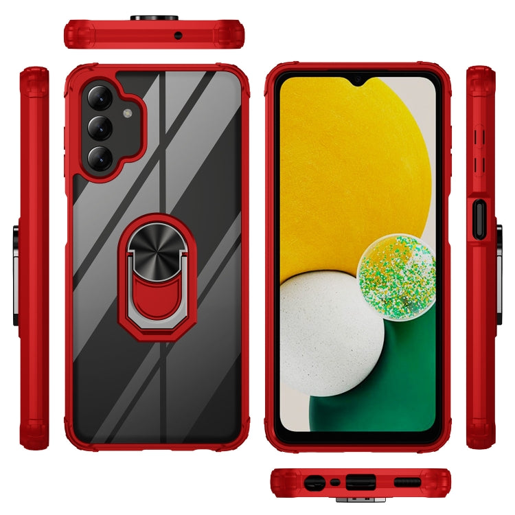 For Samsung Galaxy A13 4G/5G Shockproof Transparent TPU + Acrylic Protective Phone Case with Ring Holder