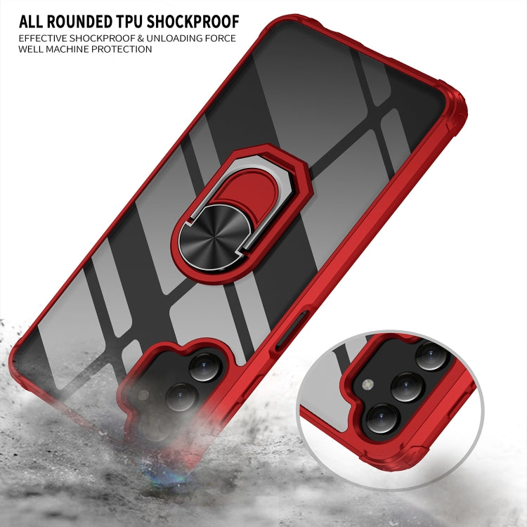 For Samsung Galaxy A13 4G/5G Shockproof Transparent TPU + Acrylic Protective Phone Case with Ring Holder
